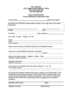 Pet Health Certificate