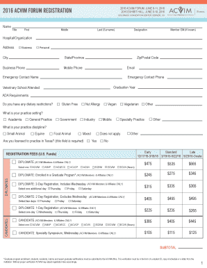 2016 ACVIM Forum Registration Form