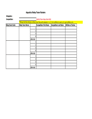 Aquatics Relay Team Rosters