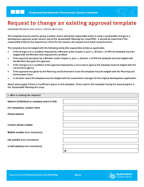 Queensland Development Approval Change Request Form