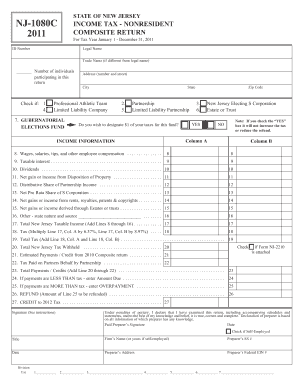 New Jersey Nonresident Income Tax Composite Return