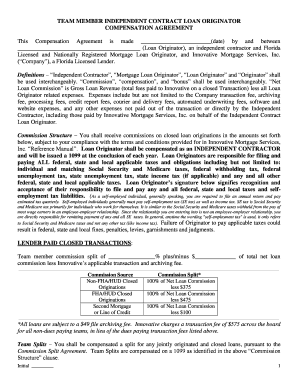 Independent Contractor Loan Originator Compensation Agreement
