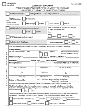 University of Colorado Admission Application
