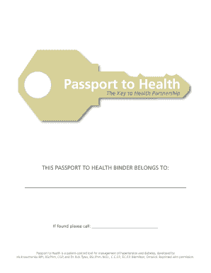 Passport to Health Binder