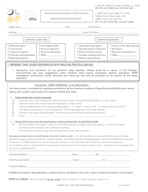Sleep Study Evaluation Referral Form