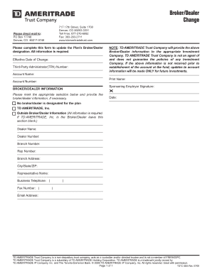 Broker/Dealer Change Form