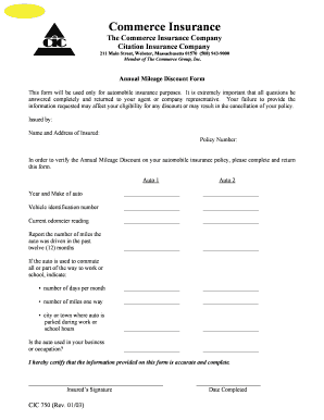 Annual Mileage Discount Form