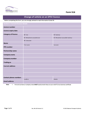 Change of Vehicle on SPSV Licence