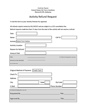 Civil Air Patrol Activity Refund Request