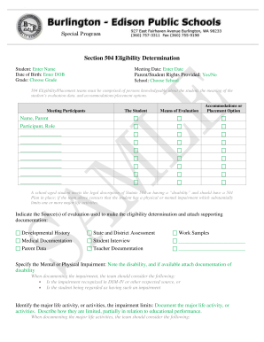Section 504 Eligibility Determination Form