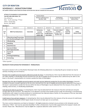 Renton B&O Tax Deduction Form