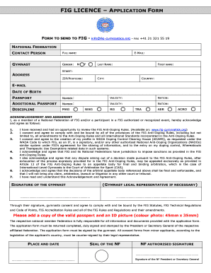FORMULAIRE DE DEMANDE DE LICENCE FIG