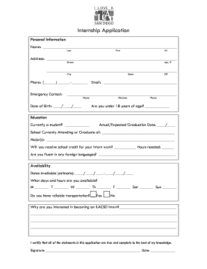 Internship Application Form