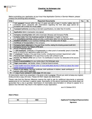 Schengen Visa Business Checklist