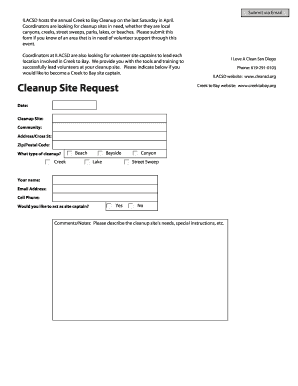 Creek to Bay Cleanup Site Request Form