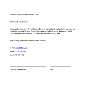 Financial Information Authorization Form