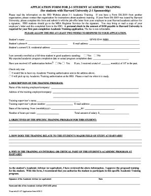 J-1 Student Academic Training Application