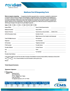 Medicare Part B Reopening Form