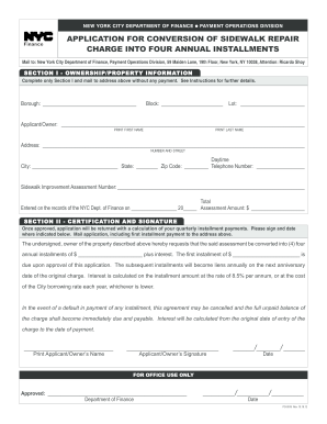 New York Sidewalk Repair Charge Installment Agreement