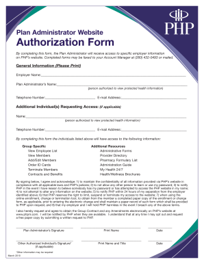Plan Administrator Authorization Form