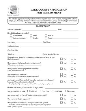 Lake County Application for Employment