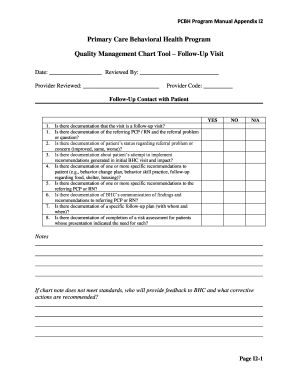 Quality Management Chart Tool – Follow-Up Visit