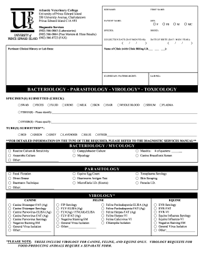 Veterinary Diagnostic Services Form