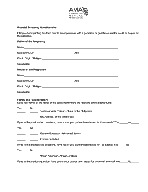Prenatal Screening Questionnaire