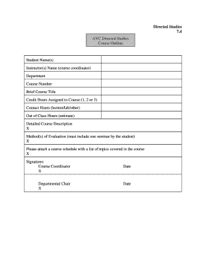 Directed Studies Course Outline