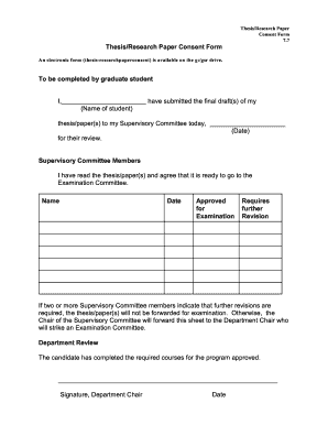 Thesis Research Paper Consent Form