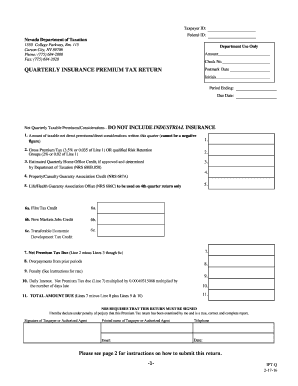 Nevada Quarterly Insurance Premium Tax Return