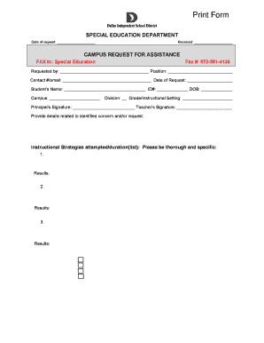 Campus Request for Assistance Form