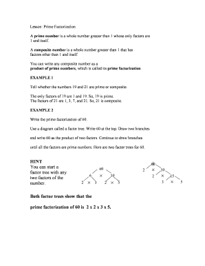 Prime Factorization Worksheet