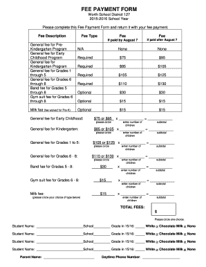 Worth School District 127 Fee Payment Form