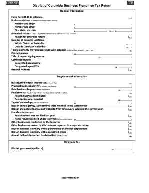 District of Columbia Business Franchise Tax Return