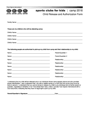 Child Release and Authorization Form