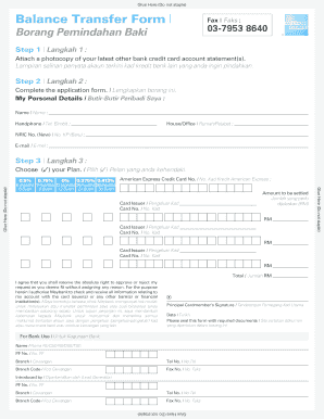 Malaysia Balance Transfer Form
