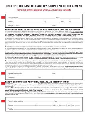 Under 18 Release of Liability & Consent to Treatment