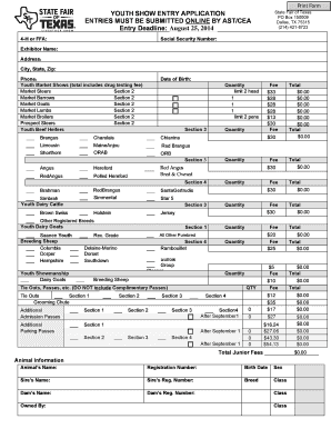 Youth Show Entry Application