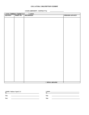 Collateral Description Exhibit for Lease Agreement
