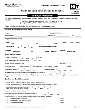 Long Term Disability Benefits Claim Form