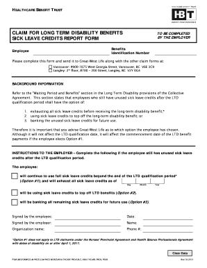 Long Term Disability Benefits Claim Form