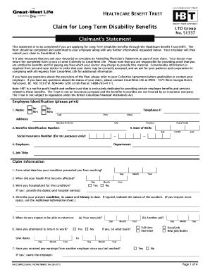 Long Term Disability Benefits Claim Form