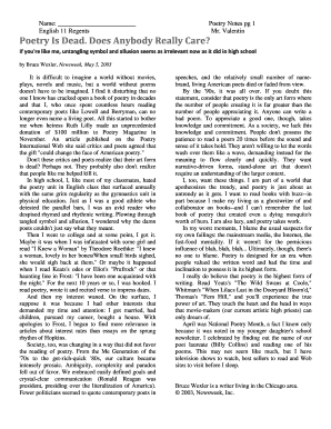 Poetry Notes Worksheet