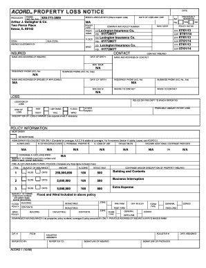 Property Loss Notice Form