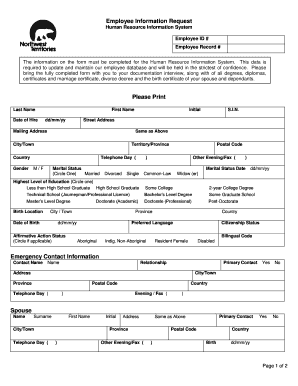 Employee Information Request Form