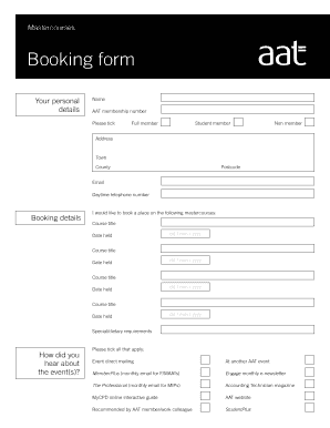 AAT Mastercourses Booking Form
