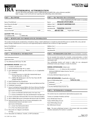 IRA Withdrawal Authorization Form
