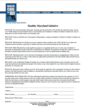 Maryland Tobacco Tax Increase Resolution