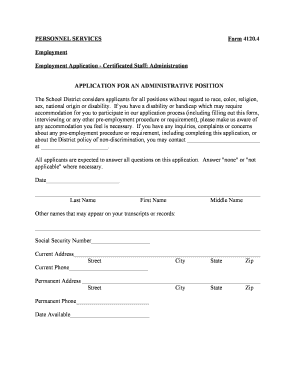 Employment Application - Certificated Staff: Administration